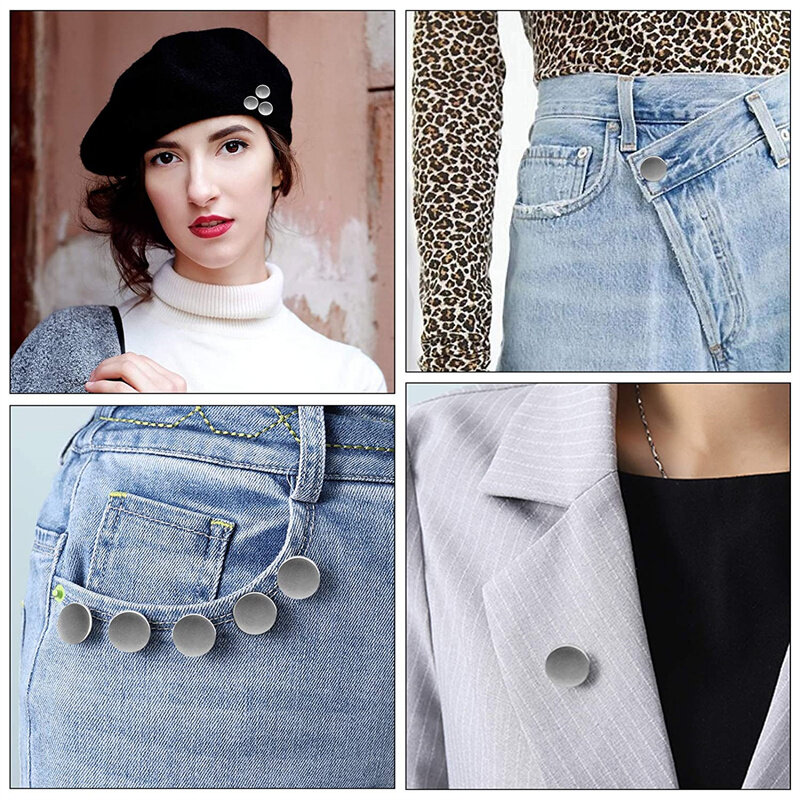 8/4Pcs Detachable Jeans Pin Button Snap Fast Pants Pin for Jeans Retractable Button Sewing-Free Buckles Perfect Fit Reduce Waist