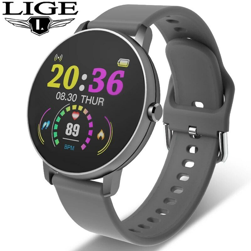 LIGE Sports Smart Watch Men and Women Fitness Tracker Heart Rate Monitor Blood Pressure IP67 Waterproof Smart Watch for iPhone