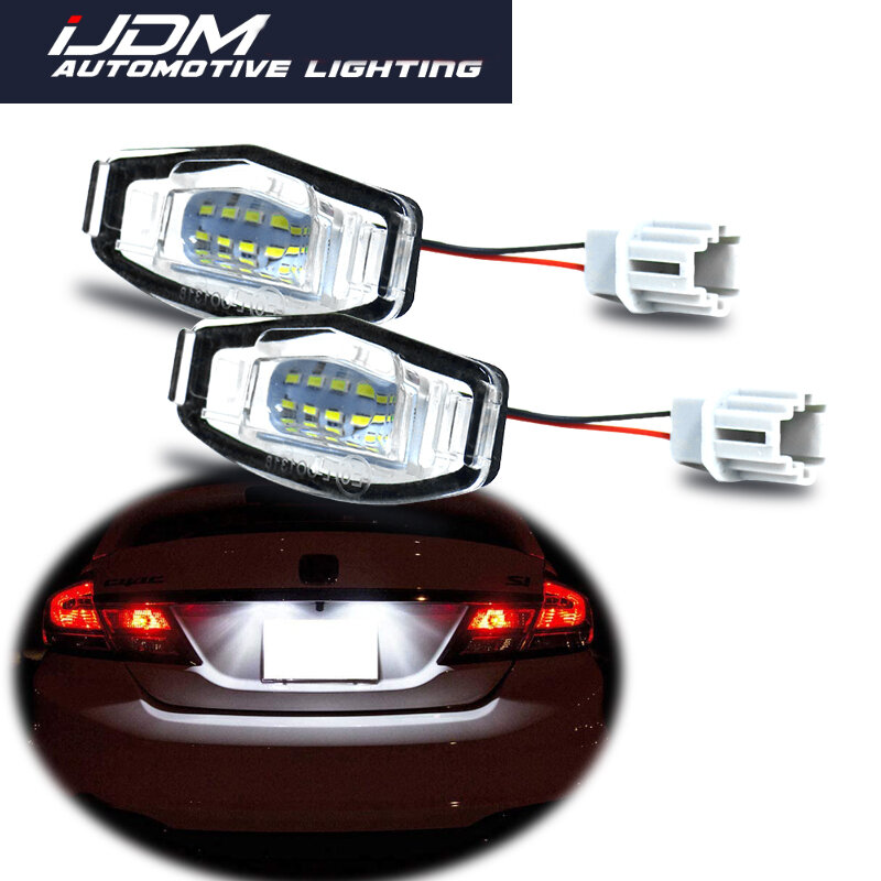 Xenon Branco License Plate Lights, 18 LED, 6000K, apto para Acura, RL, TSX, RDX, ILX, Honda Civic, Accord, Número, 2 peças