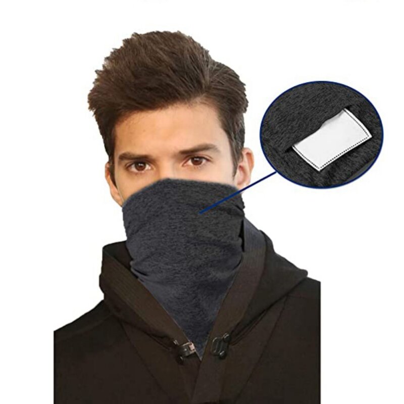Multi-purpose Bandanas Neck Gaiter With Safety PM 2.5 Filters Pads, Unisex Anti-Dust Washable Ring Bib, For Outdoors/Sports