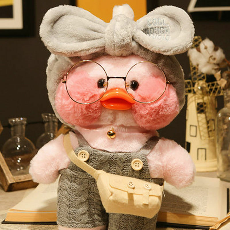 Lalafanfan Ducks Plush Soft Toys, boneca de pato amarelo, coreano Netred Wearing, presente de aniversário para criança, 30cm