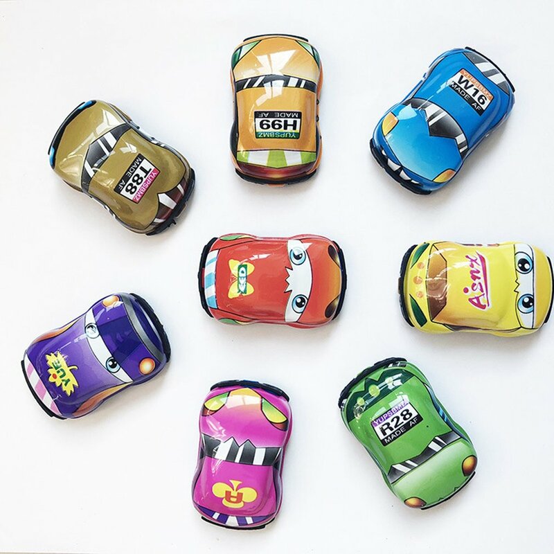 Mainan mobil kendaraan Mini kartun lucu, mainan pendidikan roda truk gaya Pull-back untuk anak-anak balita Model Diecast