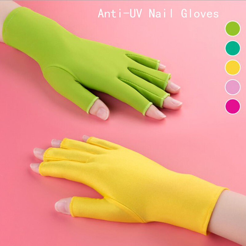 1คู่เล็บป้องกันรังสี UV ป้องกันถุงมือป้องกัน UV ถุงมือเจลถุงมือป้องกันรังสียูวี