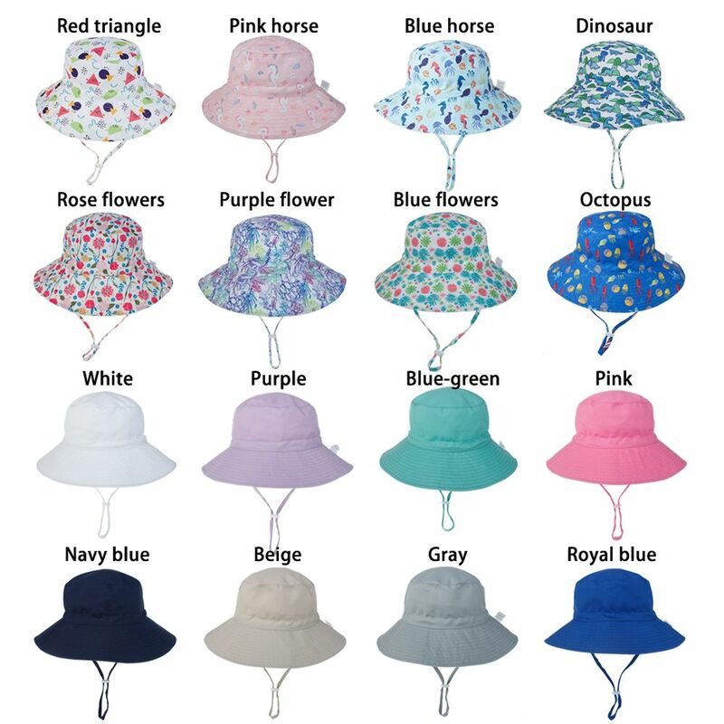 Gorra de playa de ala ancha para niñas de 0 a 8 años, sombrero de cubo con correa ajustable para la barbilla, protección UV, cubierta para el cuello y la oreja, sombrero para el sol