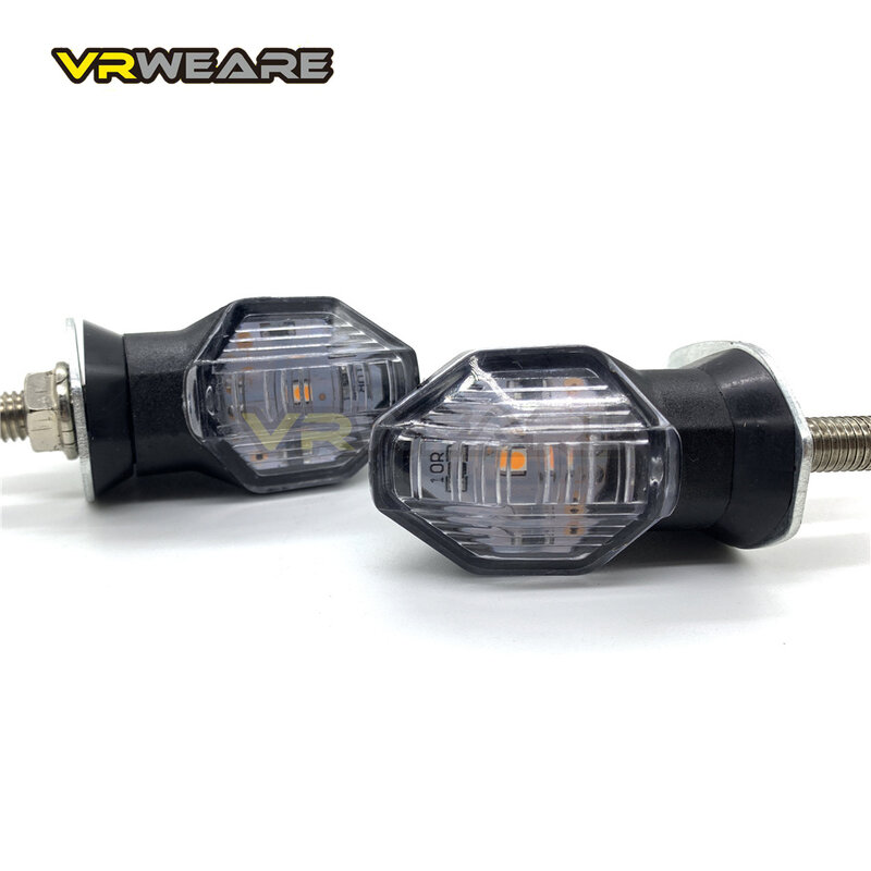 Luces de señal de giro LED universales para motocicleta, Mini indicadores, intermitentes, accesorios de Color ámbar, 2 piezas