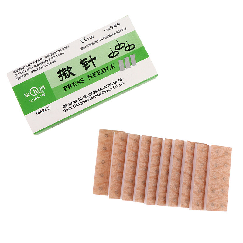 100Pcs/box Multi-Condition Ear Seed Acupressure Kit Disposable Press Needle Ear Seeds Acupuncture Vaccaria Plaster Bean Massagee