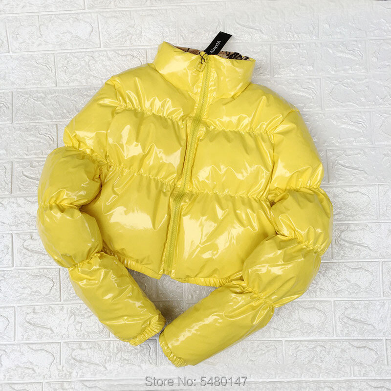 AtxyxtA 퍼퍼 자켓 자른 파카 버블 코트 겨울 여성 새로운 패션 의류 그린 XL