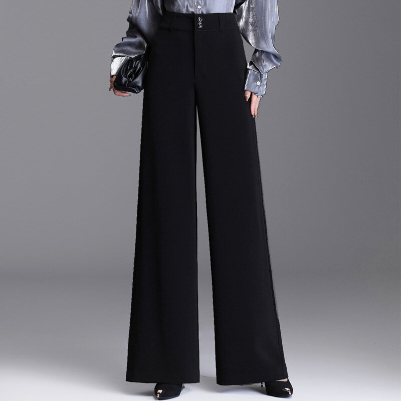 Pantalones de algodón para mujer, pantalón informal de alta calidad, a la moda, color negro, invierno y otoño, novedad de 2021