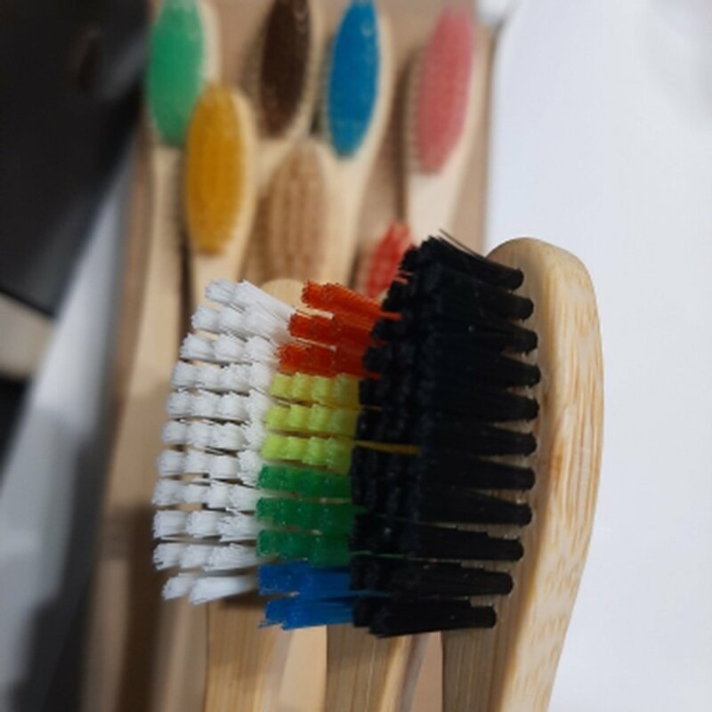 10 Buah/Set Sikat Gigi Bambu Alami Sikat Gigi Bambu Lembut dengan Bulu Sikat Gigi Perawatan Mulut untuk Perawatan Gigi