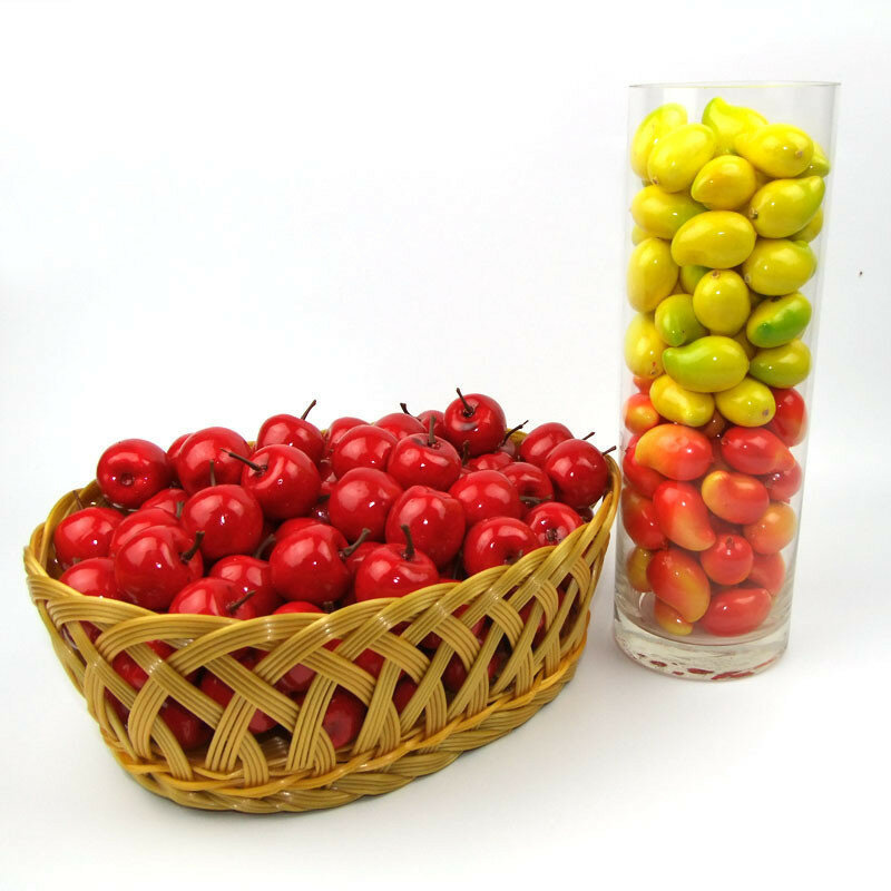 Simulation artificielle plastique 20 pièces/ensemble | Mini décor de faux fruits, accessoires pomme Orange citron fraise, décoration de fête à domicile