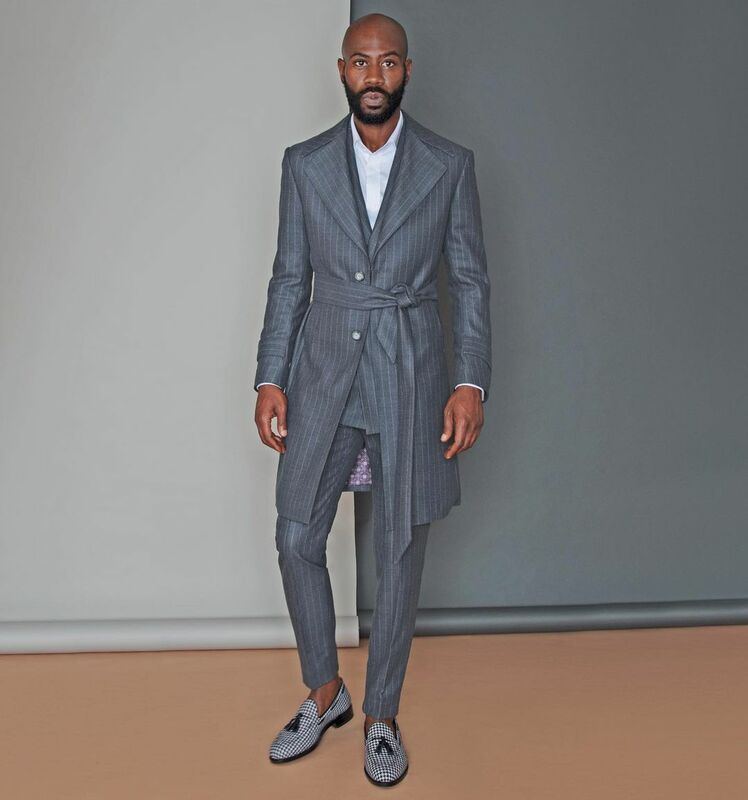 เครื่องแต่งกาย Homme ผู้ชายธุรกิจชุด Tailor-Made 3ชิ้นยาว Coat Blazer กางเกงอย่างเป็นทางการงานแต่งงานเจ้าบ่าวปรับแต่ง