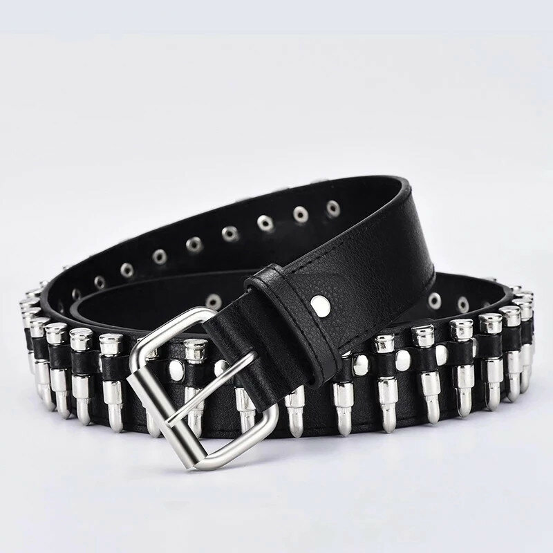 New fashion ladies leather punk belt hollow rivet luxury brand belt personality rock wild adjustable young trend belt2023New