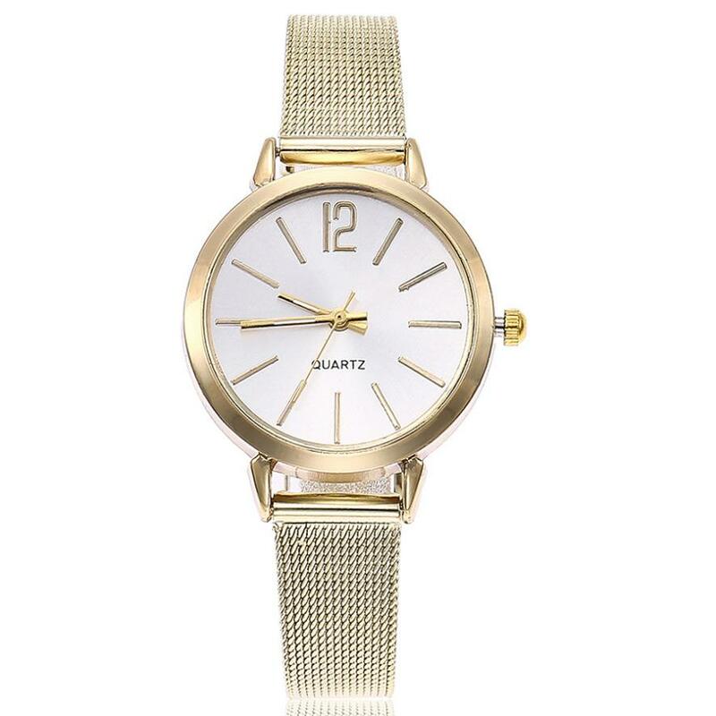 Moda kobiety zegarki damskie zegarki luksusowe różowe złote zegarki kobiety siatka ze stali nierdzewnej zespół kwarcowy na rękę reloj mujer
