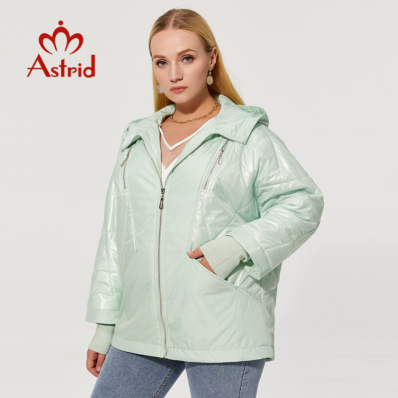 Astrid 2022ฤดูใบไม้ร่วงใหม่ผู้หญิงเสื้อฝ้ายบาง Windproof Warm Plus ขนาดกระโปรงซิปผู้หญิง Parkas Outerwear AM-8734