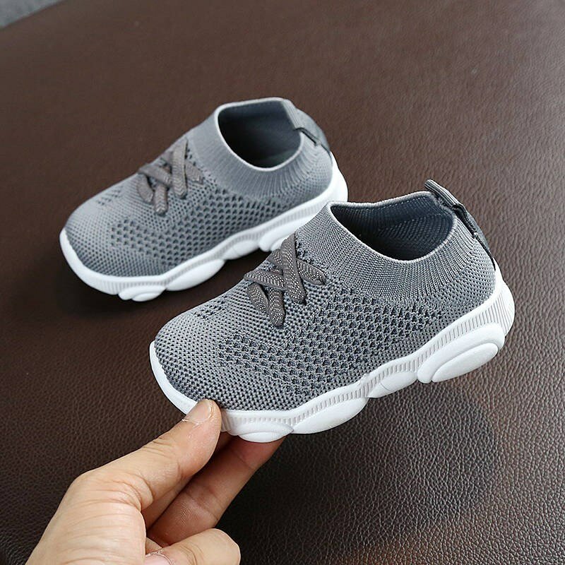 Novo bebê tênis 2021 moda crianças sapatos planos infantis meninas do bebê meninos sólido estiramento malha esporte tênis corrida sapatos