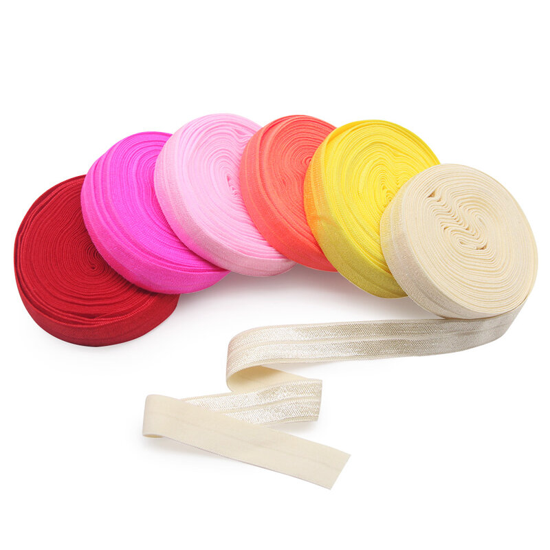 5yds 5/8 ''(15mm) elastico Multicolor Fold Over Spandex Shine nastro elastico cucito pizzo Trim cinturino accessorio per abbigliamento