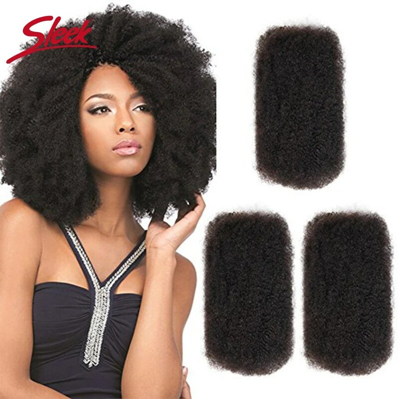 Elegante Afro rizado sin accesorio, trenzas mongolas rizadas, Color Natural, cabello Remy a granel para mujeres negras