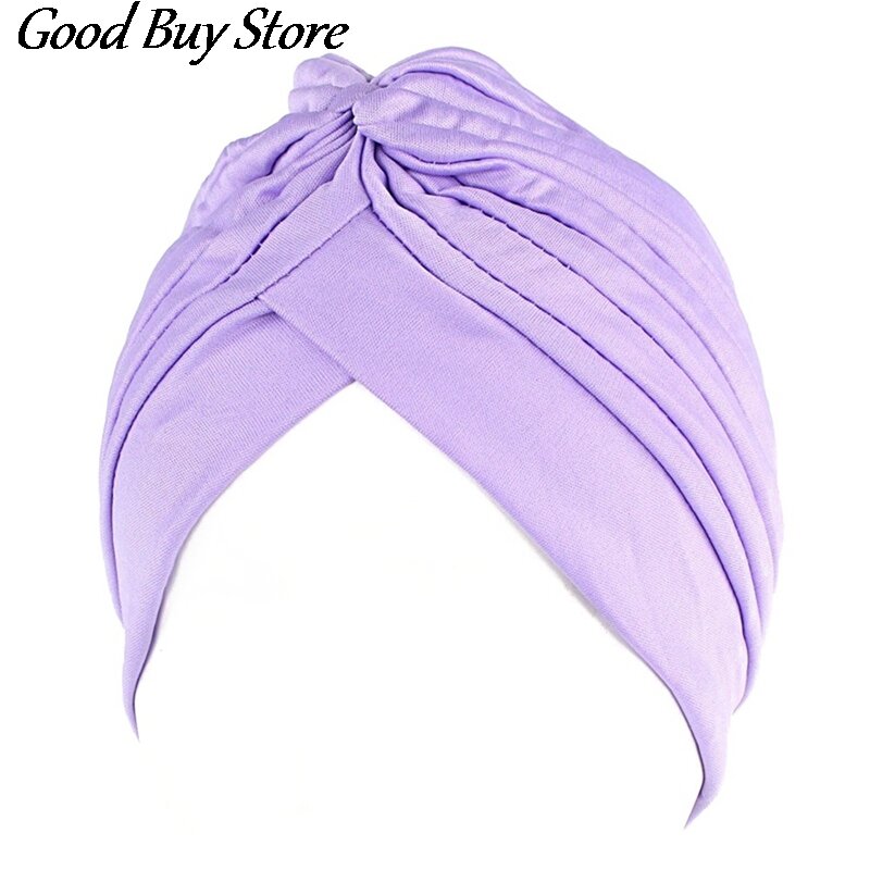 Turbante de Color liso para mujer, Hijabs elásticos musulmanes, pañuelo islámico para la cabeza, diadema suave