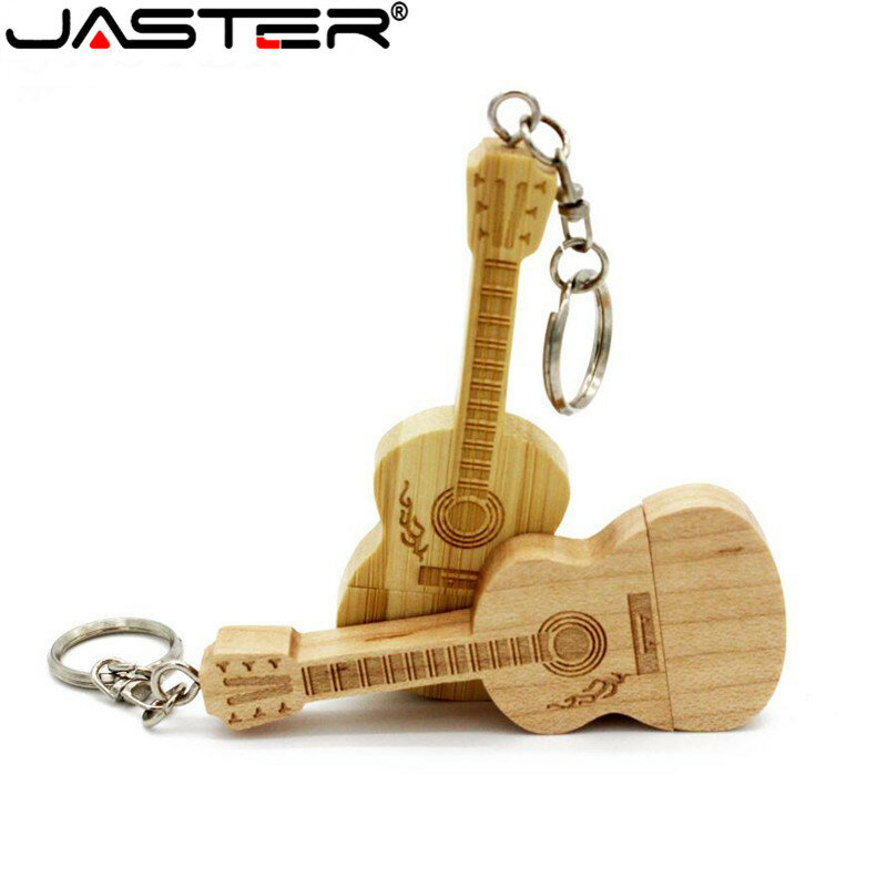 Jaster usb2.0 flash drive 64gb128gb32gb capacidade de madeira de bambu guitarra caneta unidade de madeira natural guitarra modelo memória vara pendrive