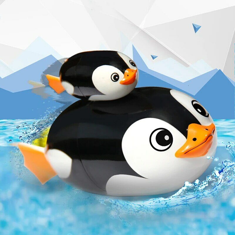 Pinguim elétrico de brinquedo para banho, 2 peças, animal subaquático, brinquedo educacional à bateria, brinquedo de banho para bebê