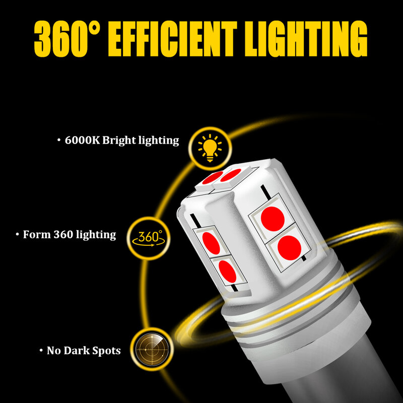 (2) Canbus خطأ مجاني H21W BAY9s LED استبدال المصابيح ل موقف أضواء وقوف السيارات أو احتياطية عكس الفرامل بدوره أضواء الإشارة