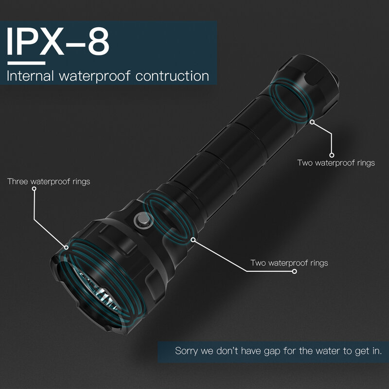 Wurkkos-DL70 Scuba Diving Super Bright Double 26650 Battery 13000lm IPX8 Waterproof Underwater Dive LED Light 4*XHP50B 4 Modes