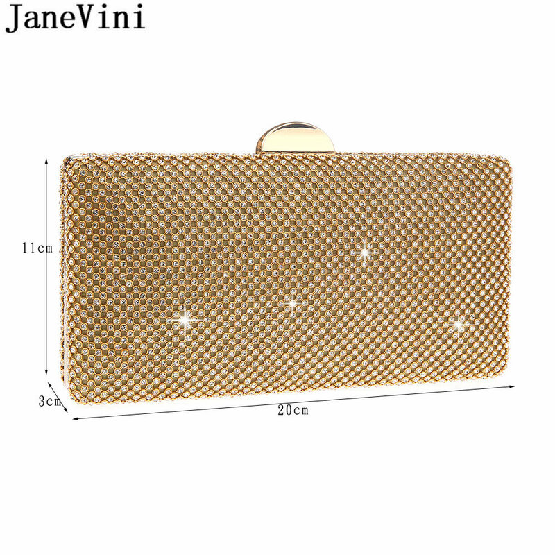 JaneVini Lấp Lánh Pha Lê Dolly Túi Nữ Buổi Tối Đựng Cho Tiệc Cưới Cầm Tay Sang Trọng Nữ Ví Cầm Tay Vàng