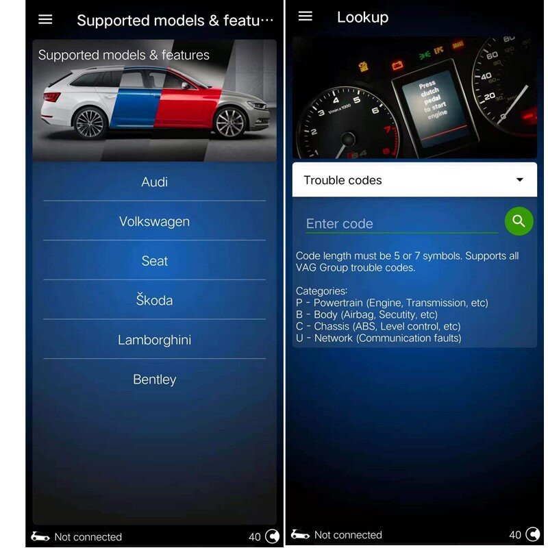 Strumento diagnostico obdelanche per Android per VW Ultimate obdelanche Pro OBD2 Bluetoot OBD11 scanner OBD2 automatico per VW/Audi/Seat/Skoda