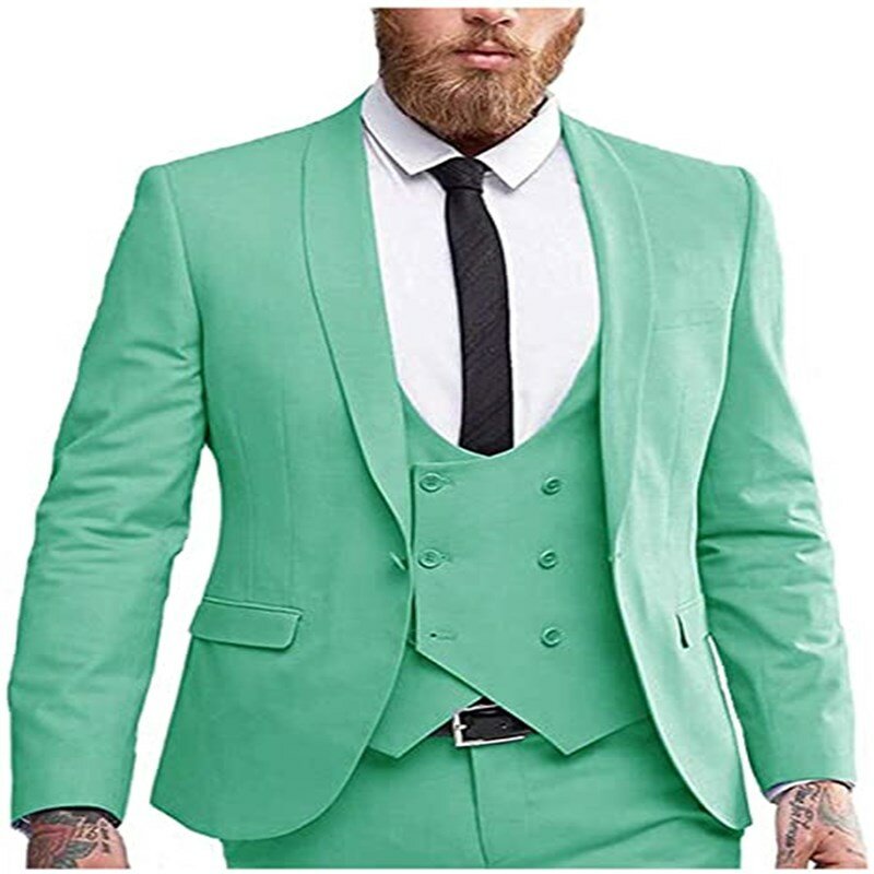 Trajes de boda ajustados para hombre, chal de solapa de negocios, chaleco de botonadura única, traje Formal, ropa masculina