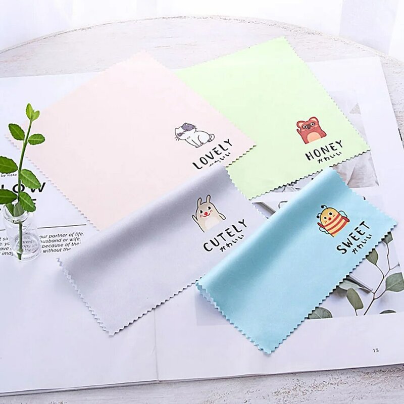 4Pcs/Set Animal Pattern Clean Glasses Lens Cloth Wipes For Sunglasses Microfiber Eyeglass Camera Computer Cleaning Cloth