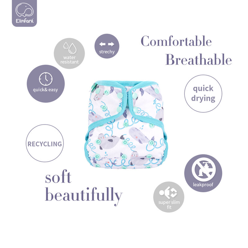 Elinfant-funda impermeable para pañales de bebé, cubierta ajustable de calidad a prueba de fugas, apta para pañales de tela lavable reutilizable de 8-35 libras