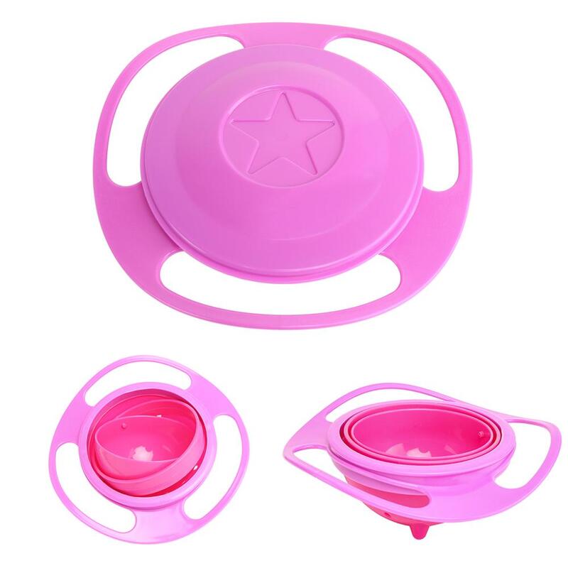 Novo design quente universal giroscópio tigela pratos anti derramamento tigela suave 360 graus rotação giroscópica tigela para crianças do bebê