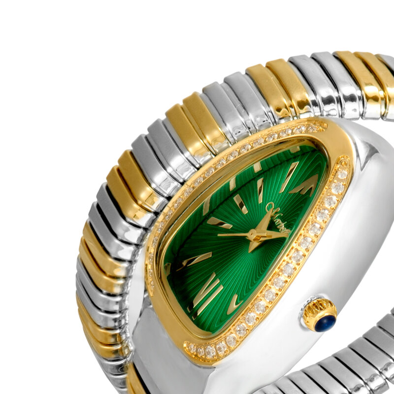 Srebrne stalowe bransoletki z zegarkiem kobiety 2022 moda damska zegarek kwarcowy kobieta wąż kształt Relogio Femenino kreatywny XFCS bransoletka nowy
