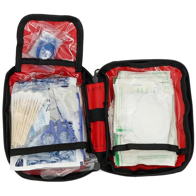 AMS-101 PCS Portable Complete Emergency First Aid Kit Including Cotton Swab Scissors Emergency Bandages Must Have for Home Hikin