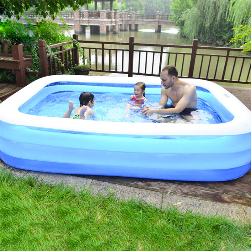 Summer Inflatable Swimming Pool Thicken PVC Rectangle Bathing Adults Kids Tub Comfortable Children Portable Elements