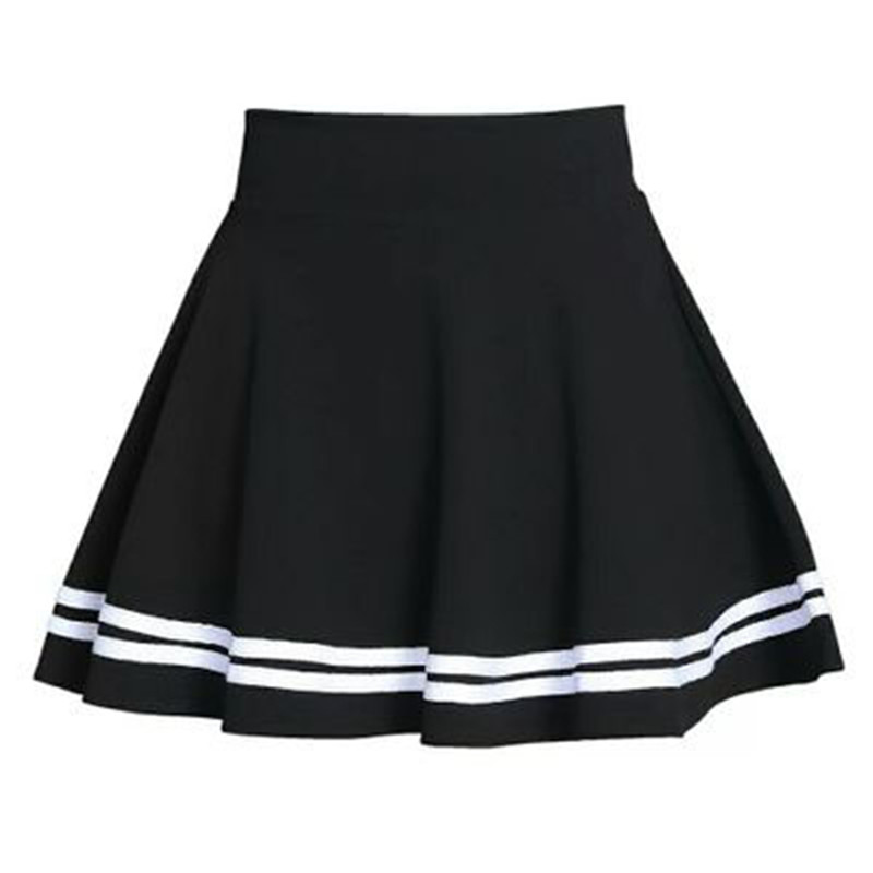 Falda elástica a rayas para mujer, Faldas cortas plisadas a media pierna, color negro, estilo escolar, 2022