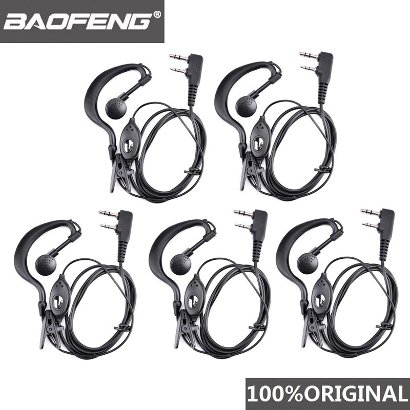 Baofeng – Casque talkie-walkie avec port d'écouteur, accessoire pour écouter la radio, UV-5R, PTT B5 B6 Uv-6r F8 + Wln Kd-c1 K, Woki Toki, 5 pièces