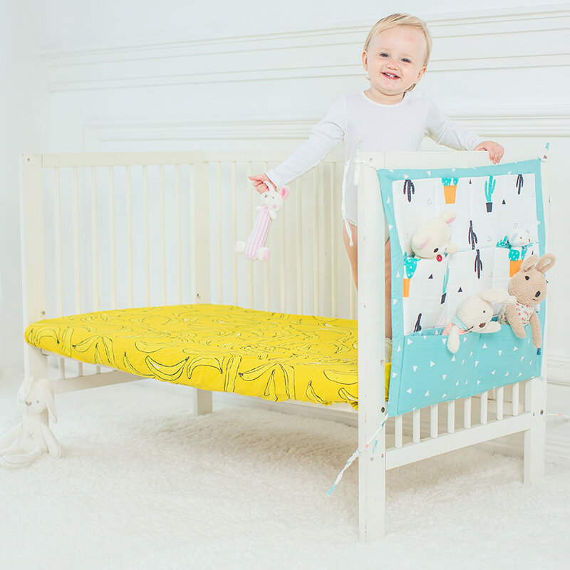 Cartoon Rooms Nursery Hanging Storage Bag Baby Cot Bed Crib Organizer Toy Diaper Pocket for Newborn Crib Bedding Set 50*60 cm