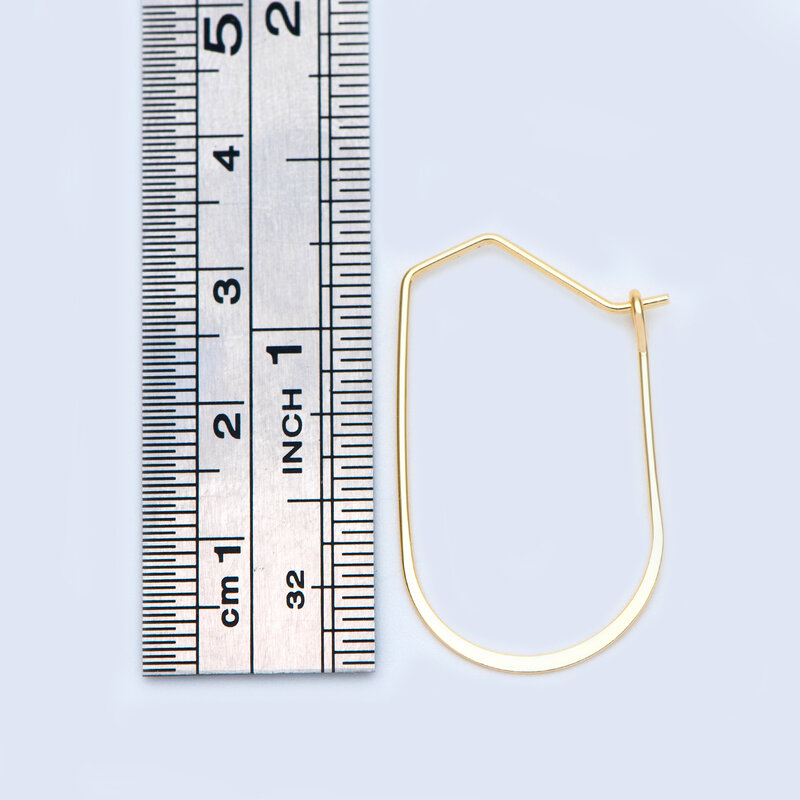 10pcs Gold Hoop Earrings 32x19mm, Geometric Ear Wire Components Wholesale (GB-917)