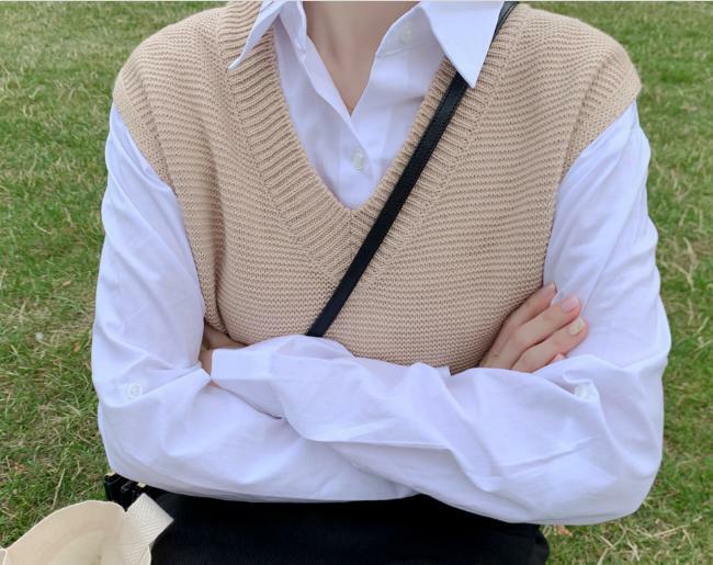 Suéter feminino sem mangas pulôver tricô, blusão feminino folgado elegante