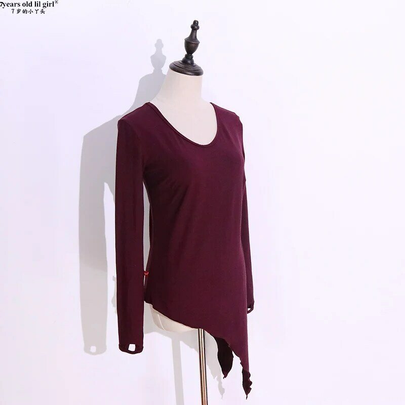 Yoga Belly Dance Popular Autumn And Winter Imported Stretch Cotton Single Side Swindle Finger Long-Sleeved Blouse  H814