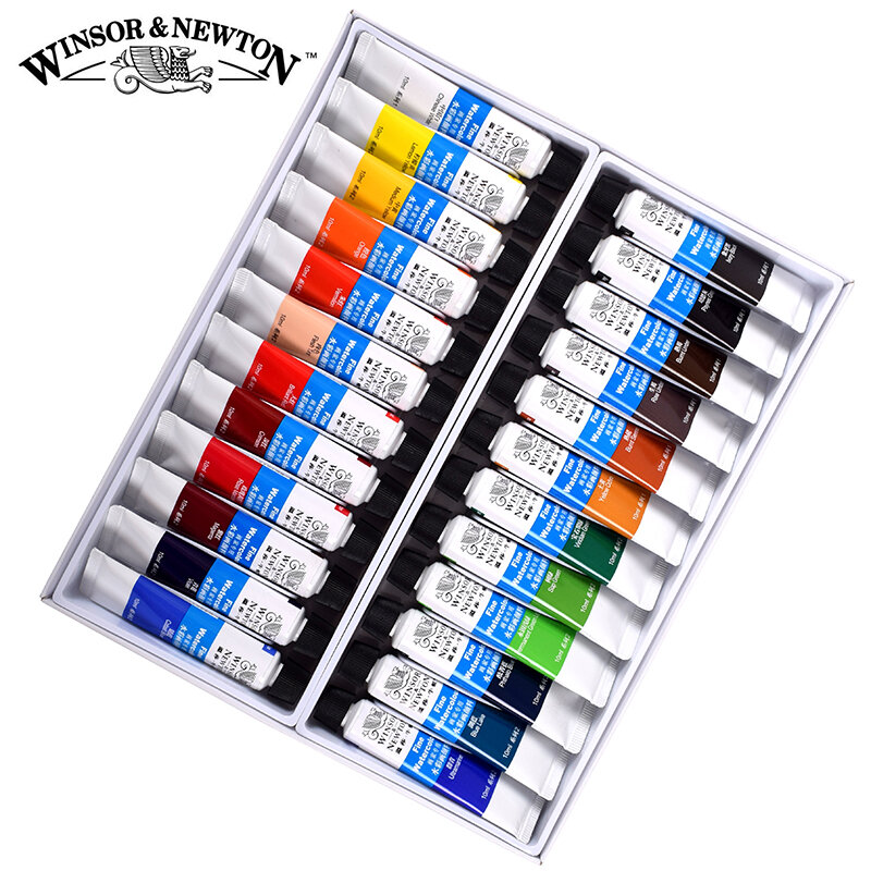 Winsor & newton-水彩絵の具セット,10ml,12/18/24色,学生用ペイント顔料