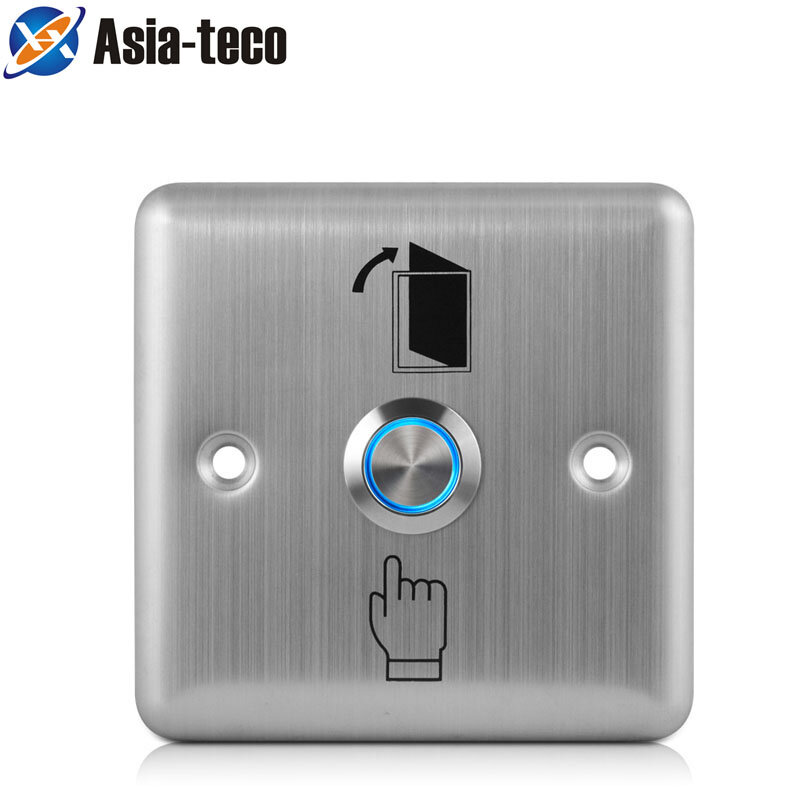 Interruptor de botón de salida de acero inoxidable con retroiluminación LED, abridor de Sensor de puerta, liberación para Control de acceso, plateado