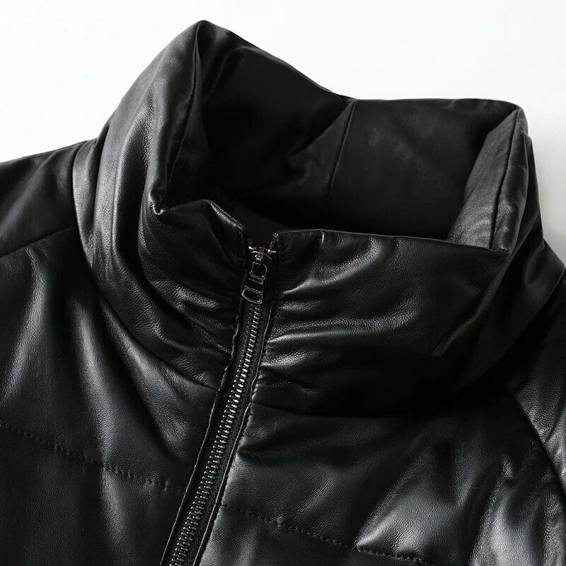 Ayunsue jaqueta de couro genuíno roupas femininas inverno 100% real casaco pele carneiro curto preto para baixo jaquetas chaqueta de cuero 1217