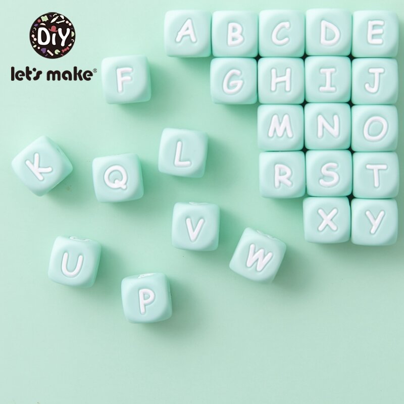 Let's Make 20pcs 12mm Food Grade Silicone Letter Beads Silicone Chewing Beads Necklace Teething Baby Toys Beading DIY Baby