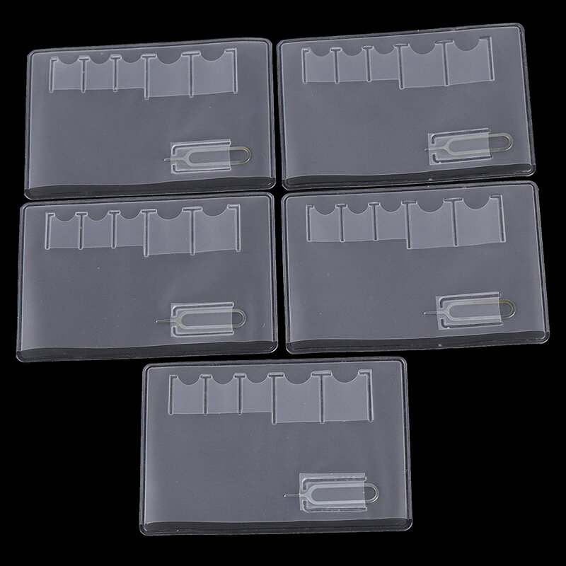 Sim card storage case, fácil de transportar, protetor transparente, portátil, para cartão de memória, transparente, universal, 5 peças