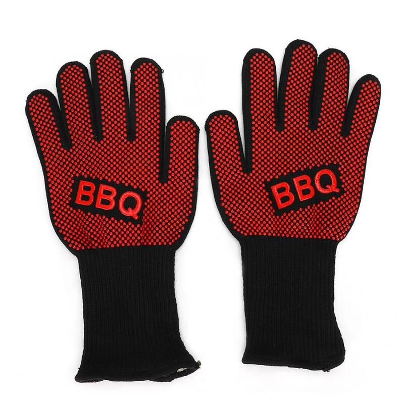 800 Degress Heat Resistant Fire Gloves Flame Retardant Antiskid Fireproof Grill Microwave Oven BBQ Baking Hand Protection PM024