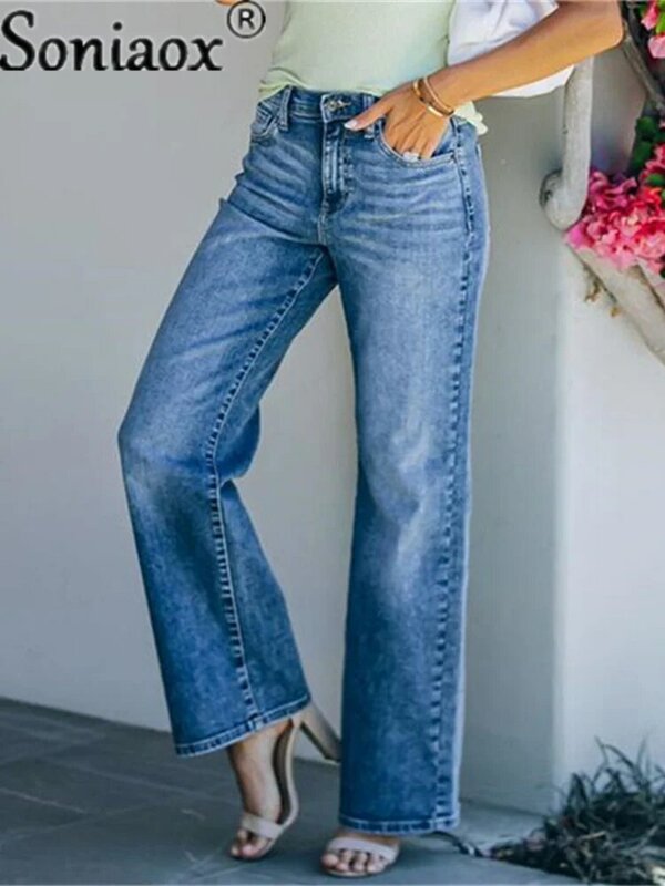 2021 Streetwear Sexy High Waist Womens Fashion Jeans Ladies Casual Wide Leg Pants Female Denim Baggy Mom Jeans Straight Trousers