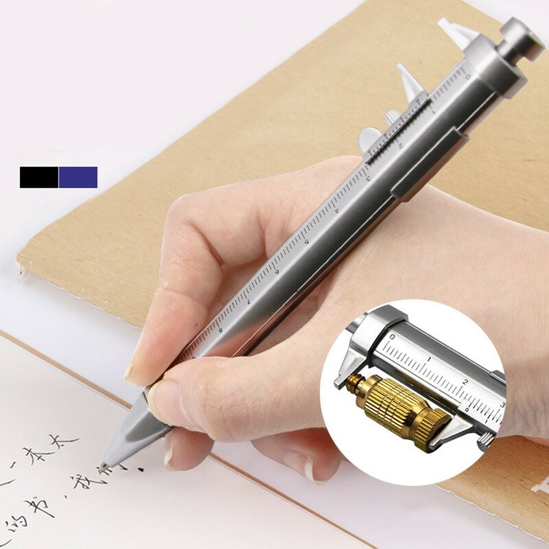 Bolígrafo Vernier de tinta de Gel multifunción, 0,5mm, bolígrafo de bola, papelería, azul/negro, recarga, herramientas de Calibre Vernier, 1/2 unidades