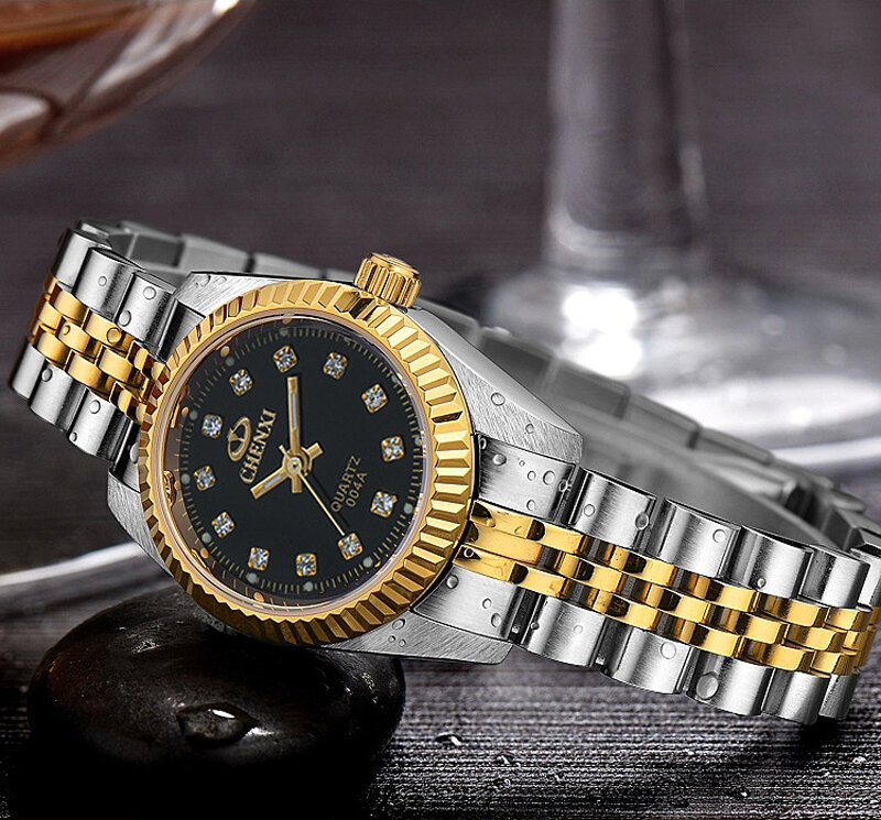 CHENXI Top marka zegarek kobiety luksusowe złote zegarki ze stali nierdzewnej zegarki kwarcowe Casual Ladies zegarki zegar Reloj Mujer